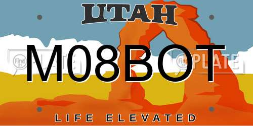 M08BOT Utah License Plate