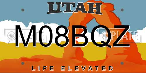 M08BQZ Utah License Plate