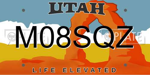 M08SQZ Utah License Plate