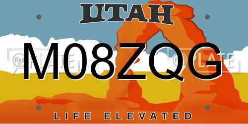 M08ZQG Utah License Plate
