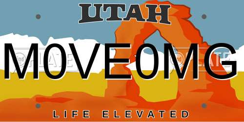 M0VE0MG Utah License Plate