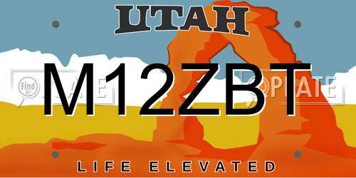 M12ZBT Utah License Plate