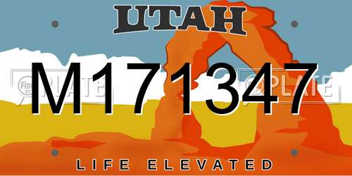 M171347 Utah License Plate
