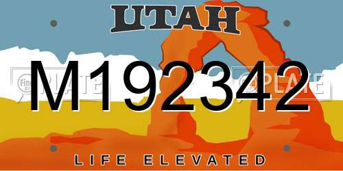 M192342 Utah License Plate