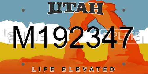 M192347 Utah License Plate