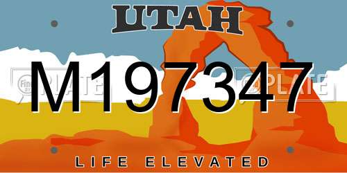 M197347 Utah License Plate