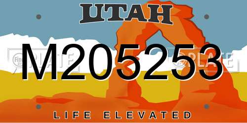 M205253 Utah License Plate