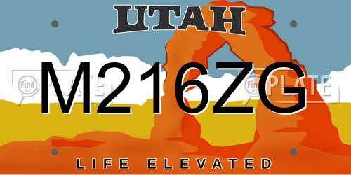 M216ZG Utah License Plate