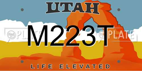 M223T Utah License Plate