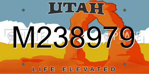 M238979 Utah License Plate