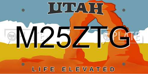 M25ZTG Utah License Plate