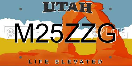 M25ZZG Utah License Plate