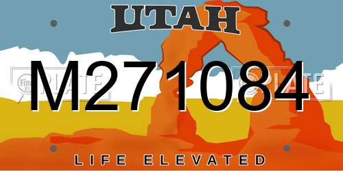 M271084 Utah License Plate