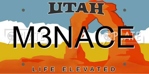 M3NACE Utah License Plate