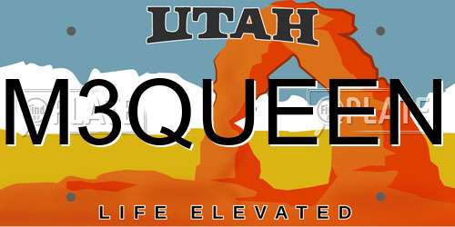 M3QUEEN Utah License Plate