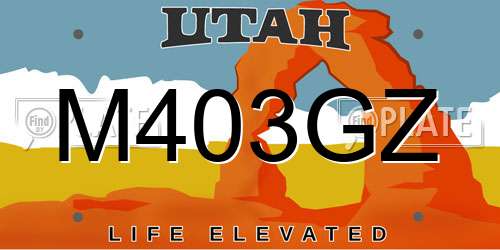 M403GZ Utah License Plate