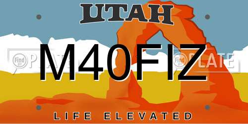 M40FIZ Utah License Plate
