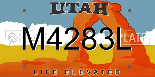 M4283L Utah License Plate