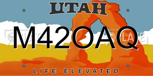 M42OAQ Utah License Plate