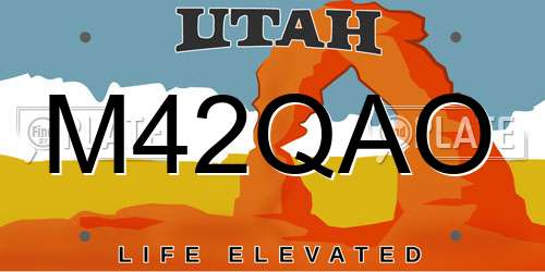 M42QAO Utah License Plate