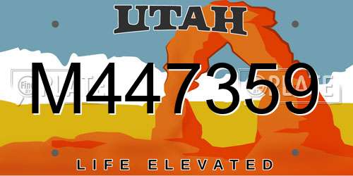 M447359 Utah License Plate