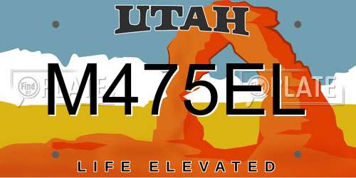 M475EL Utah License Plate