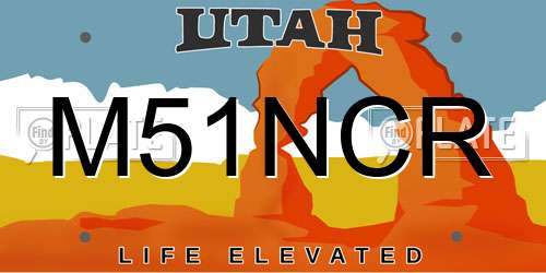 M51NCR Utah License Plate