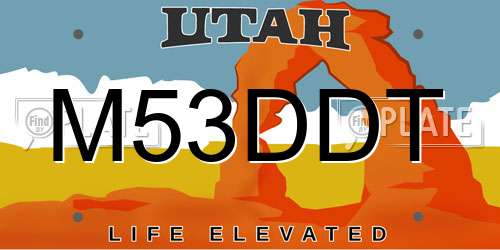 M53DDT Utah License Plate