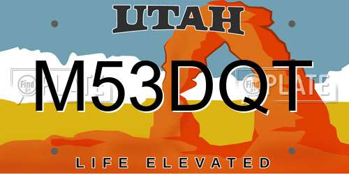 M53DQT Utah License Plate