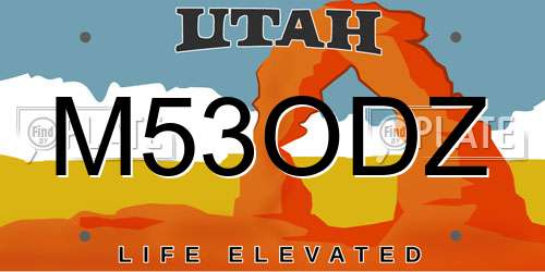 M53ODZ Utah License Plate
