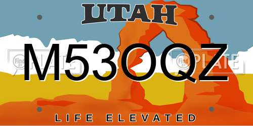 M53OQZ Utah License Plate
