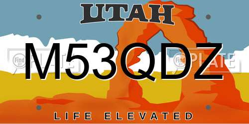 M53QDZ Utah License Plate