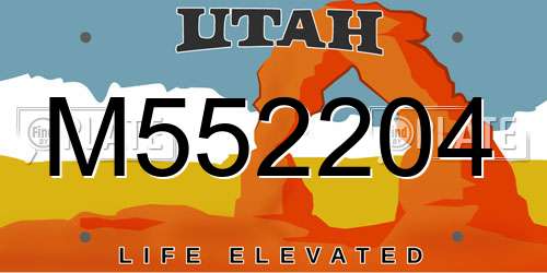 M552204 Utah License Plate