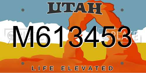 M613453 Utah License Plate