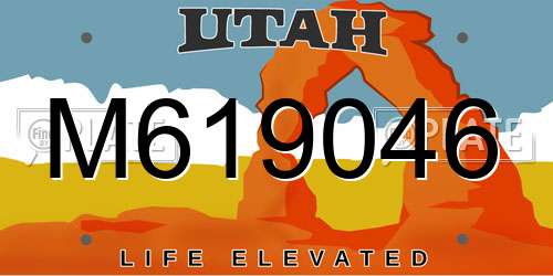M619046 Utah License Plate