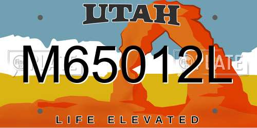 M65012L Utah License Plate