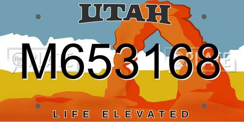 M653168 Utah License Plate