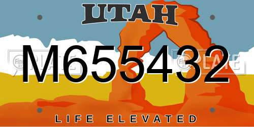 M655432 Utah License Plate