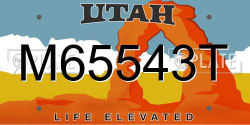 M65543T Utah License Plate