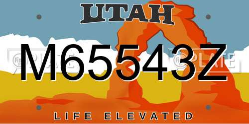 M65543Z Utah License Plate
