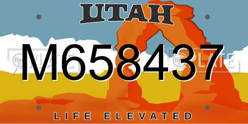 M658437 Utah License Plate
