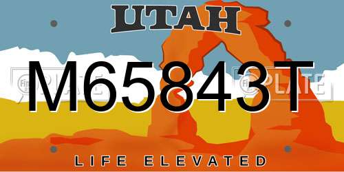 M65843T Utah License Plate