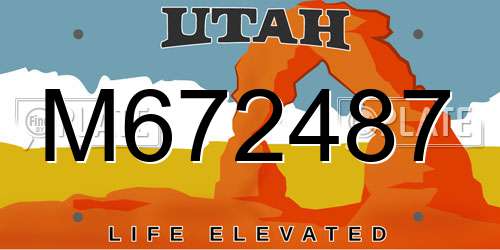 M672487 Utah License Plate