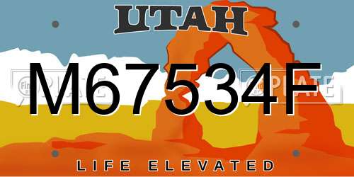 M67534F Utah License Plate