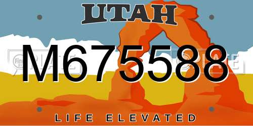 M675588 Utah License Plate
