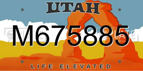 M675885 Utah License Plate