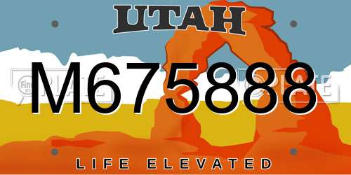 M675888 Utah License Plate