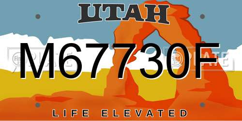 M67730F Utah License Plate
