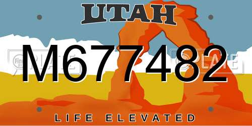 M677482 Utah License Plate