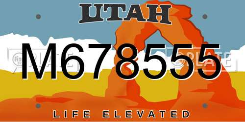 M678555 Utah License Plate